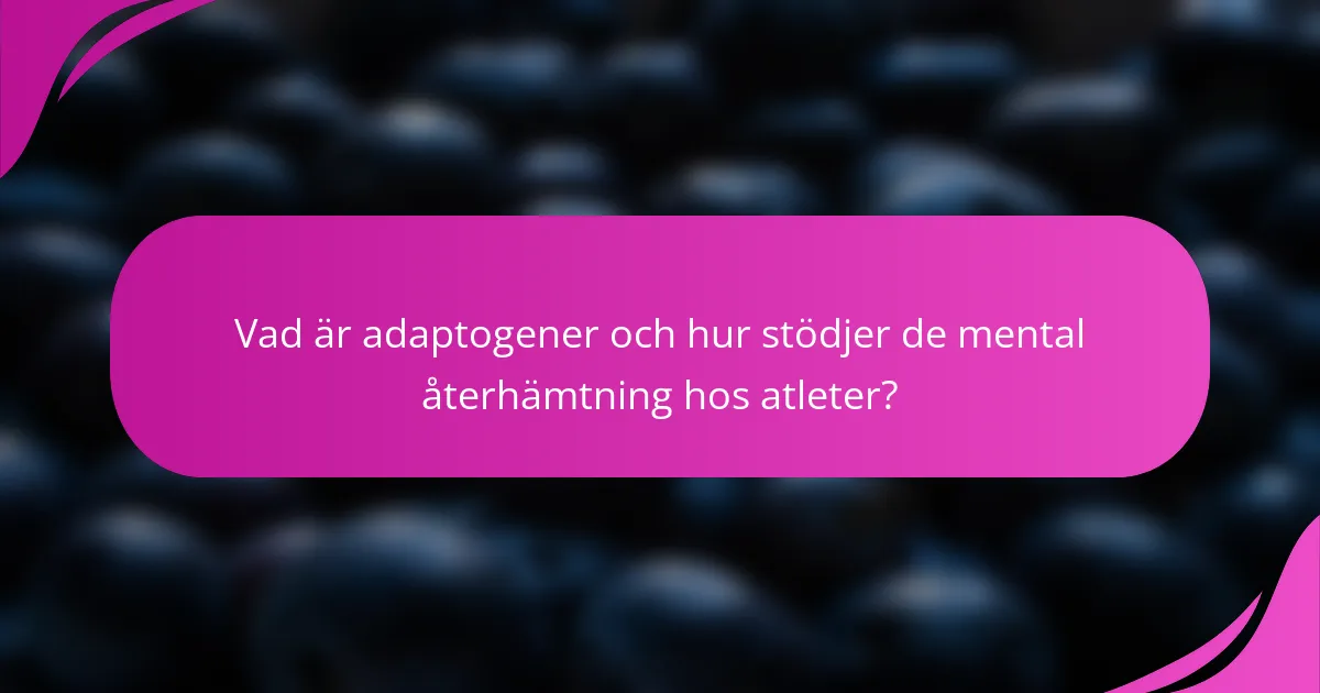 Vad är adaptogener och hur stödjer de mental återhämtning hos atleter?