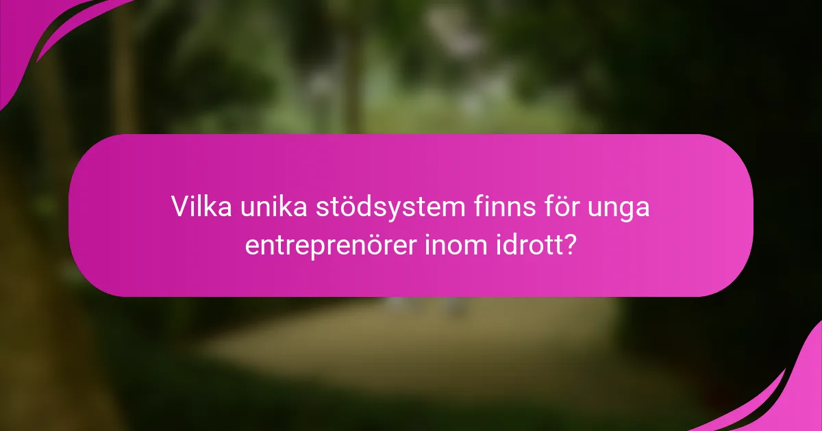 Vilka unika stödsystem finns för unga entreprenörer inom idrott?
